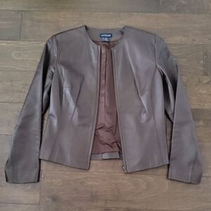 Ann Taylor Chocolate Brown Leather Jacket